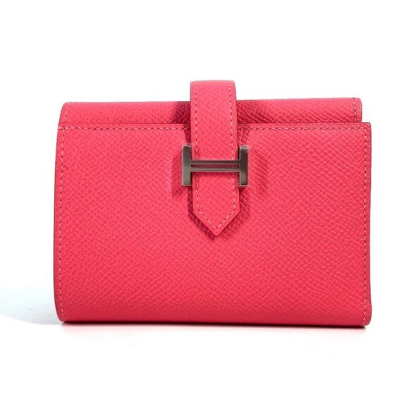 HERMES Bean combine Medium wallet Trifold wallet Epsom Rose azare pink Unused - Picture 1 of 16